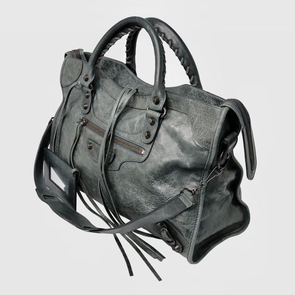 Balenciaga Medium Motorcycle City Bag Slate Grey